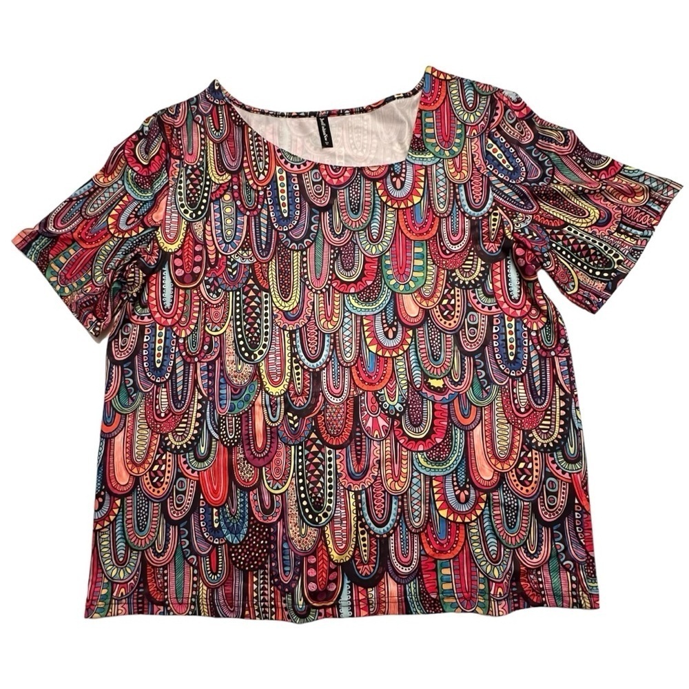 Just Fashion Now Hippie XL Contemporary Artistic Tunic Eclectic Summer Blouse